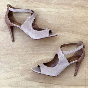 Aquazzura Tan and Cream Strappy Heels